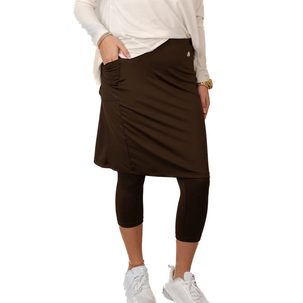 Snoga Athletics Comfort Stretch Brown Skirted Leggings for Women
